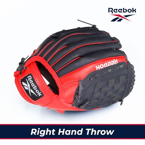 Reebok - Youth Baseball Glove Set, 9-Inch Kids Sports Glove with Foam Ball, Training Mitt for Beginners, Practice & Backyard Play (Red) - Image 4